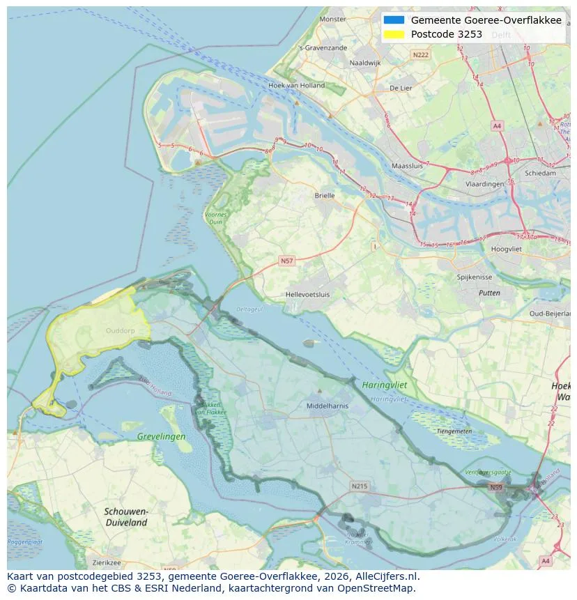 Postcodekaart voor 3253