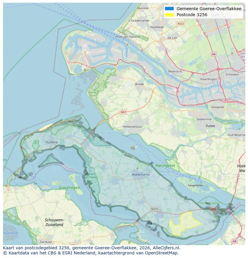 Postcodekaart voor 3256