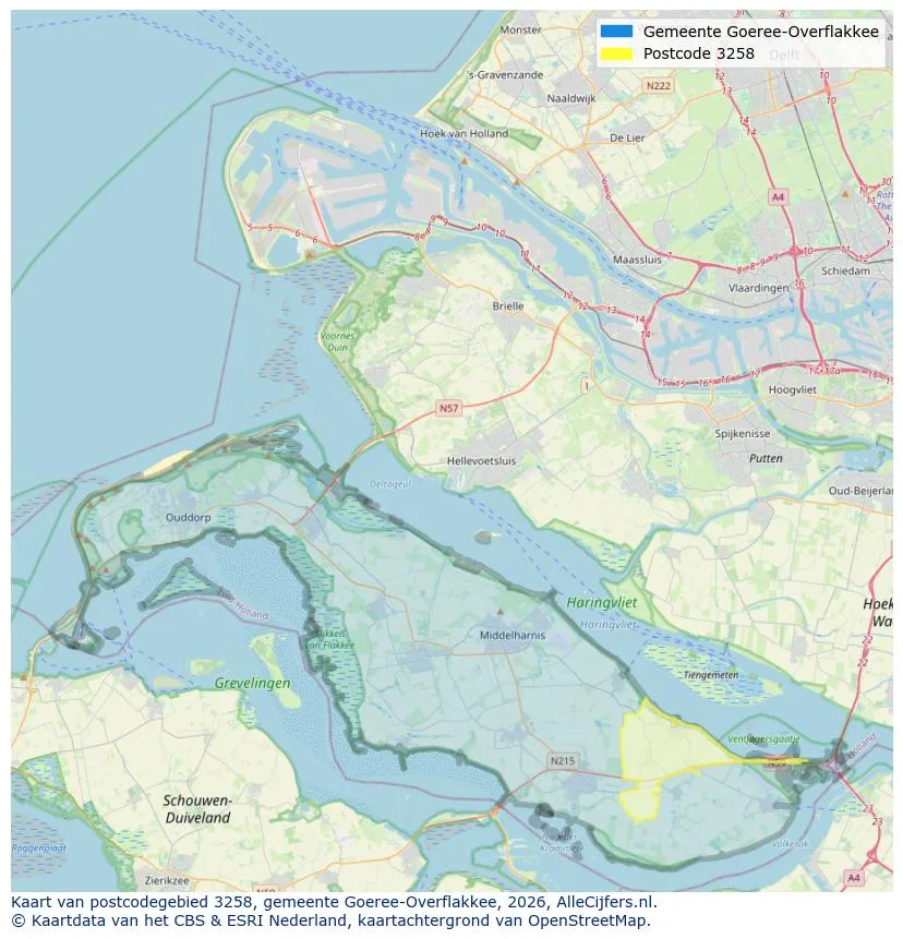 Postcodekaart voor 3258