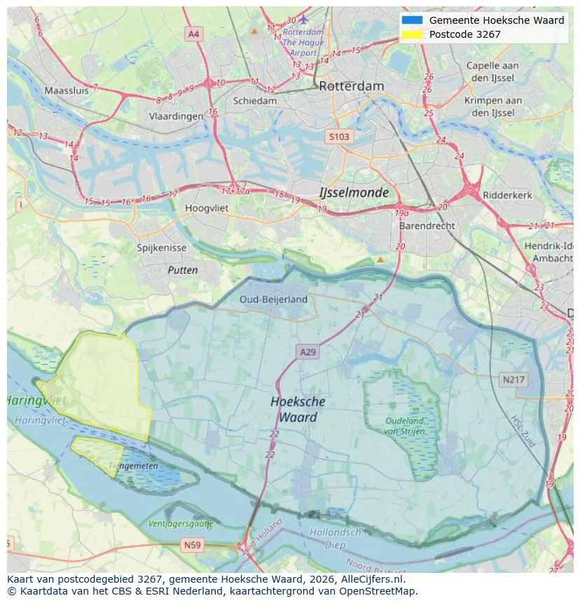 Postcodekaart voor 3267