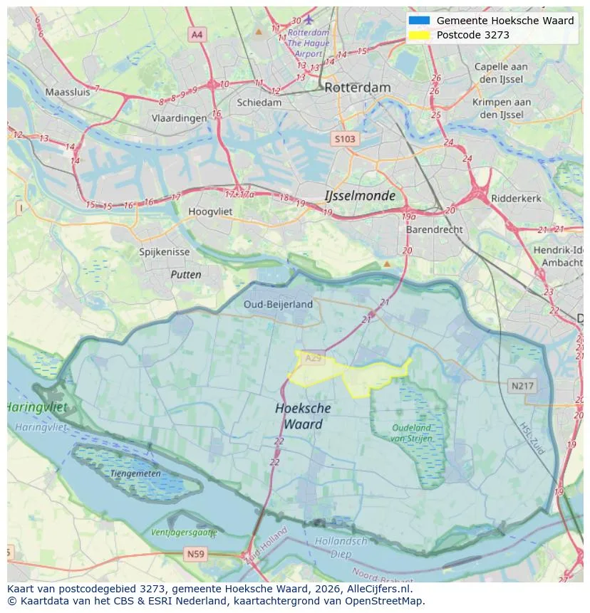 Postcodekaart voor 3273