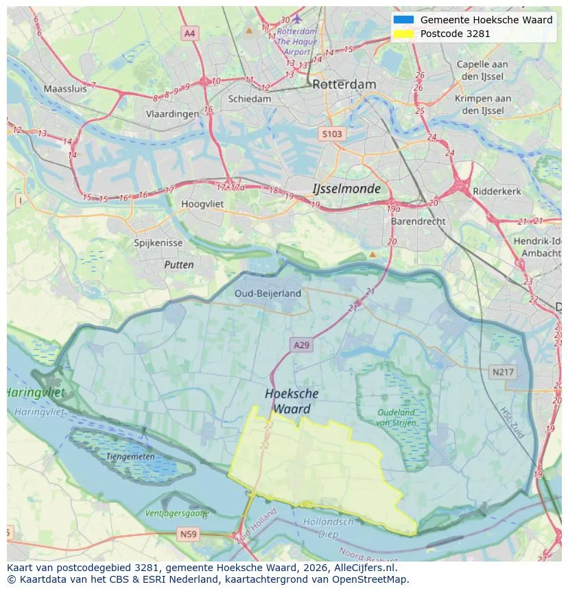 Postcodekaart voor 3281