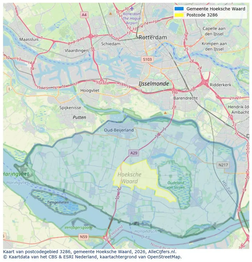 Postcodekaart voor 3286