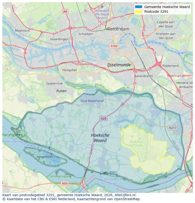 Postcodekaart voor 3291