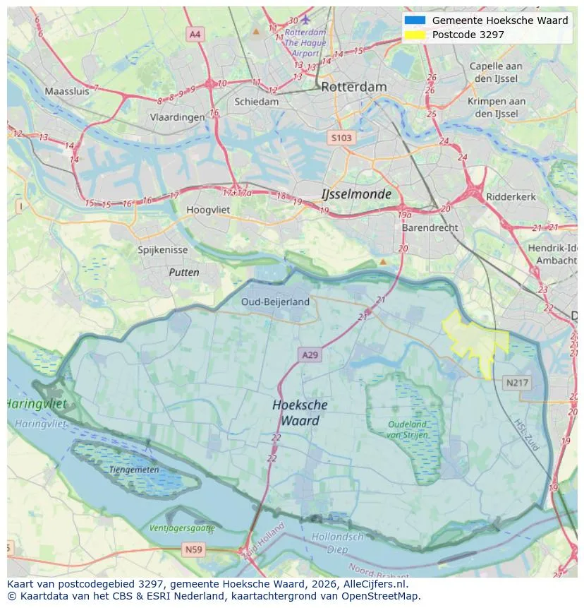 Postcodekaart voor 3297