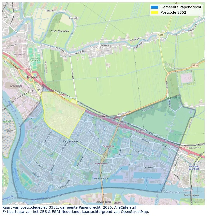 Postcodekaart voor 3352