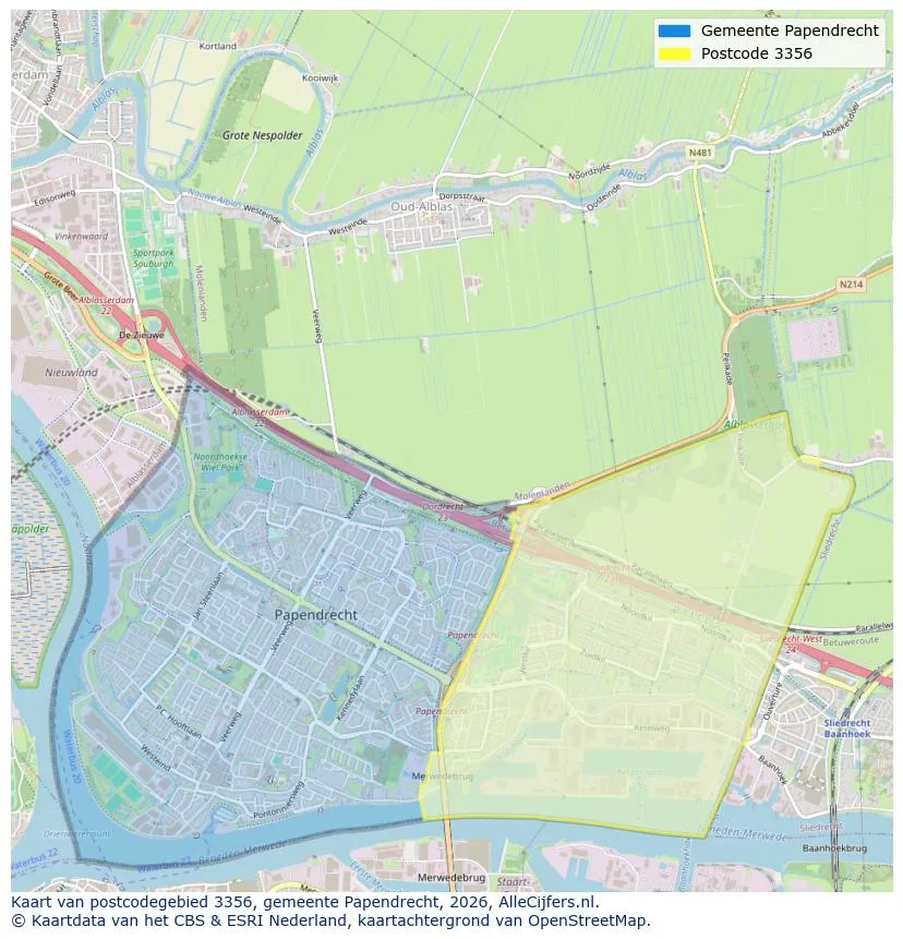 Postcodekaart voor 3356