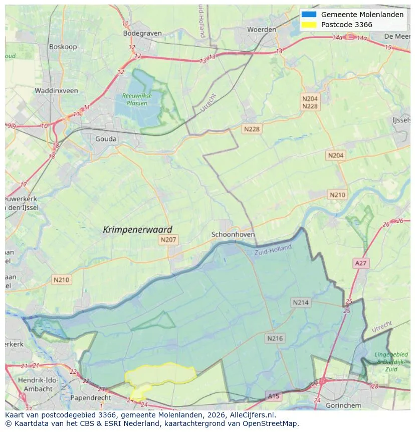 Postcodekaart voor 3366