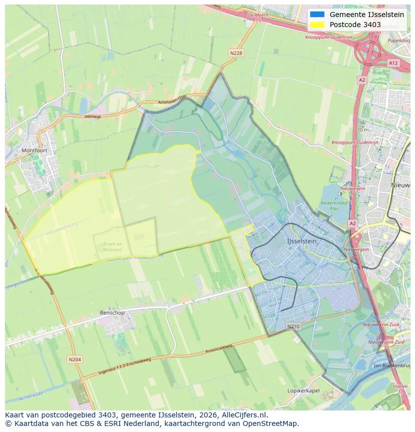 Postcodekaart voor 3403