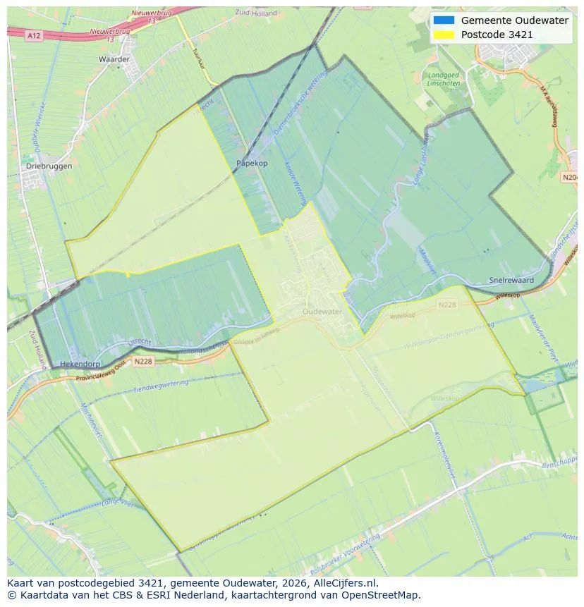 Postcodekaart voor 3421