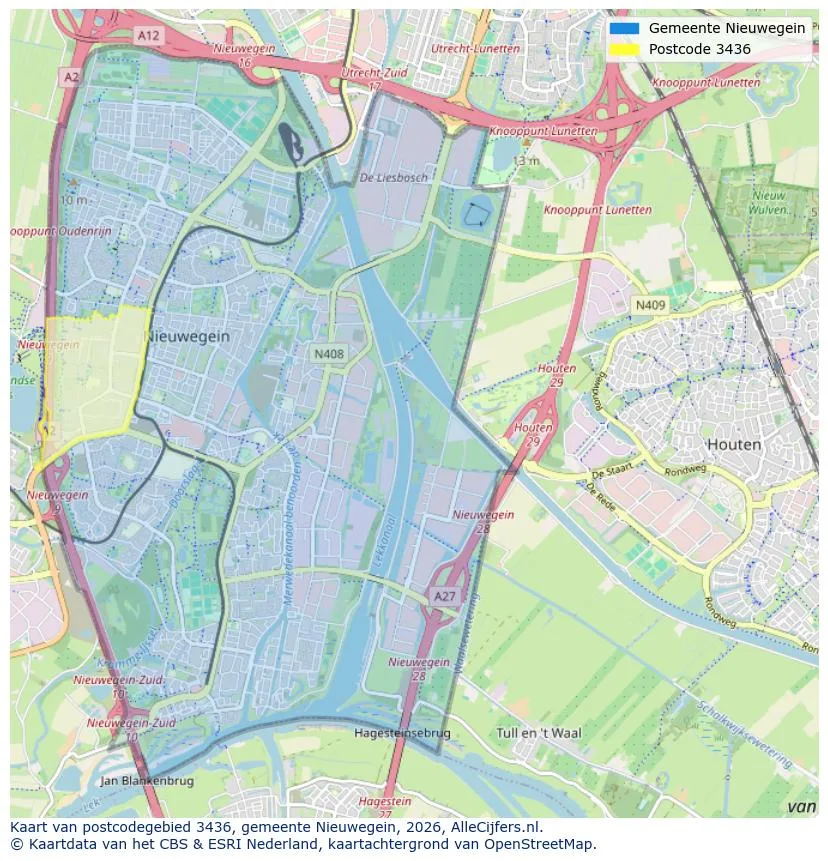 Postcodekaart voor 3436