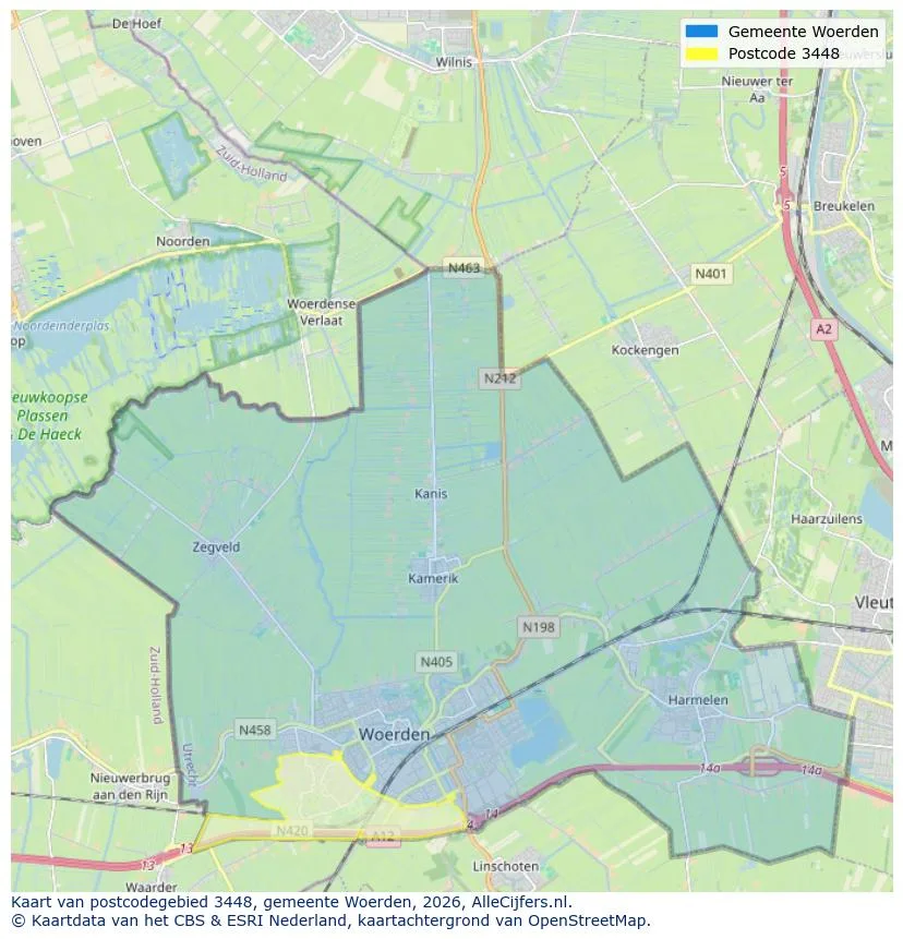 Postcodekaart voor 3448