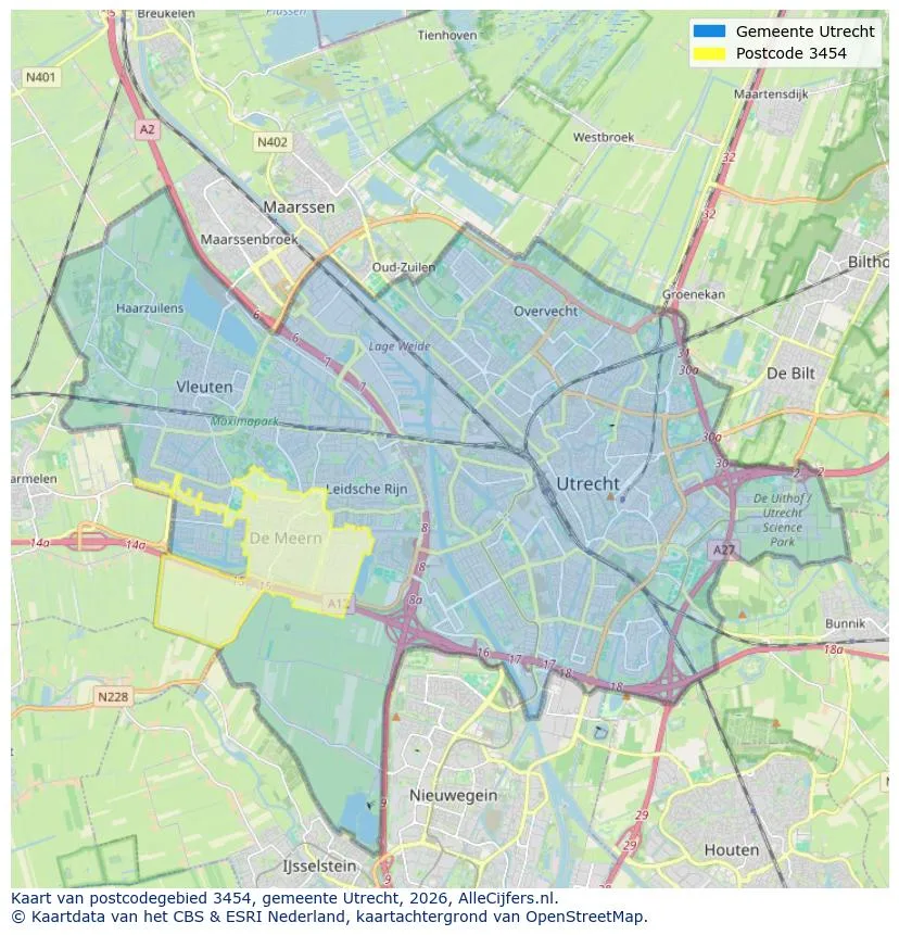 Postcodekaart voor 3454