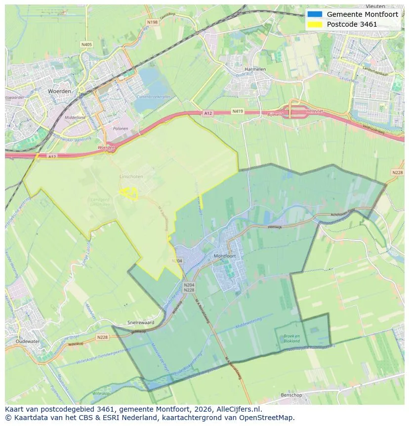 Postcodekaart voor 3461