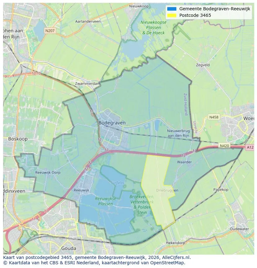 Postcodekaart voor 3465