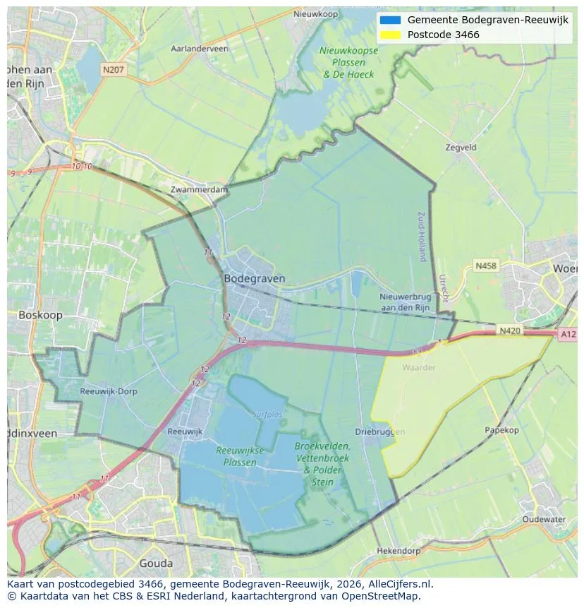 Postcodekaart voor 3466