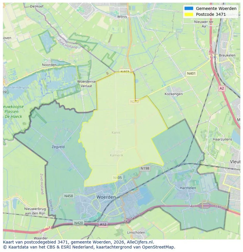Postcodekaart voor 3471