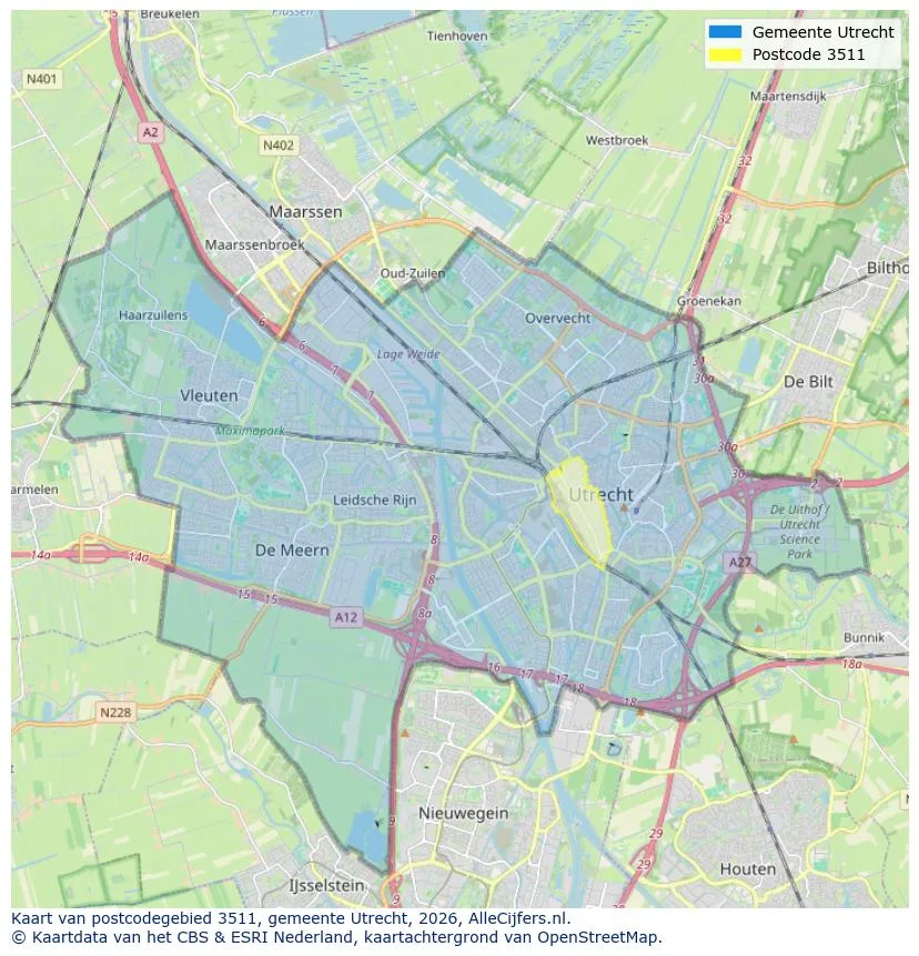 Postcodekaart voor 3511