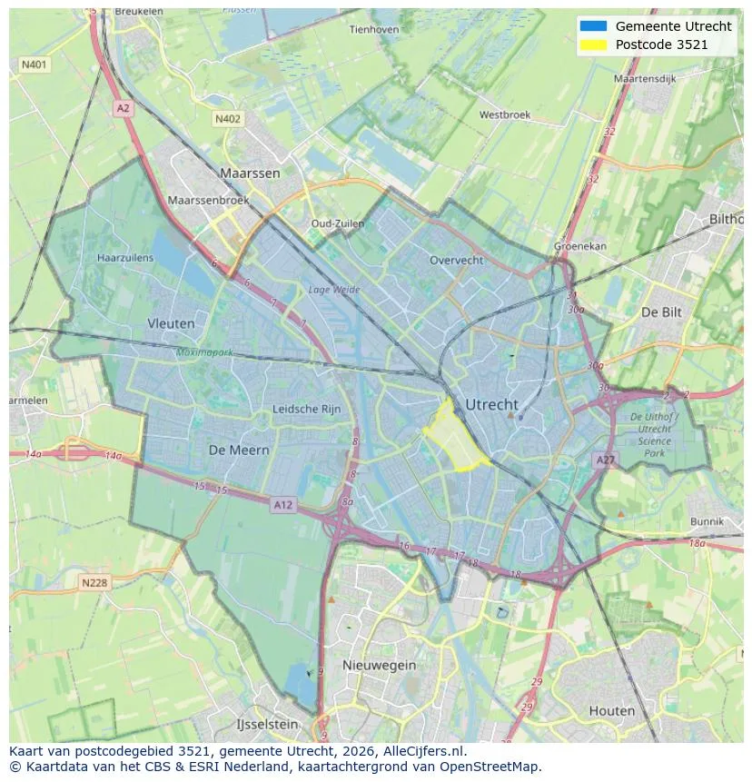Postcodekaart voor 3521