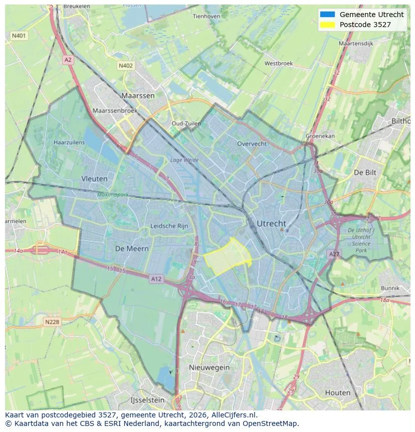 Postcodekaart voor 3527