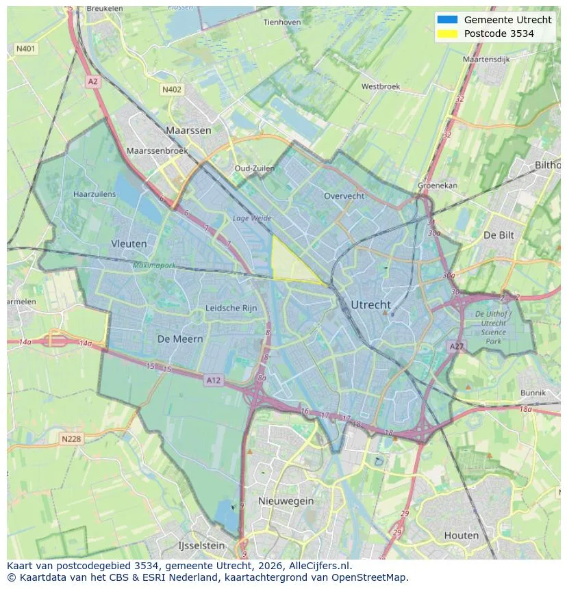 Postcodekaart voor 3534