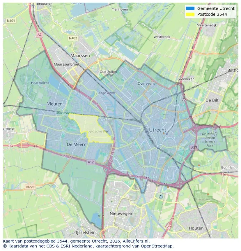 Postcodekaart voor 3544
