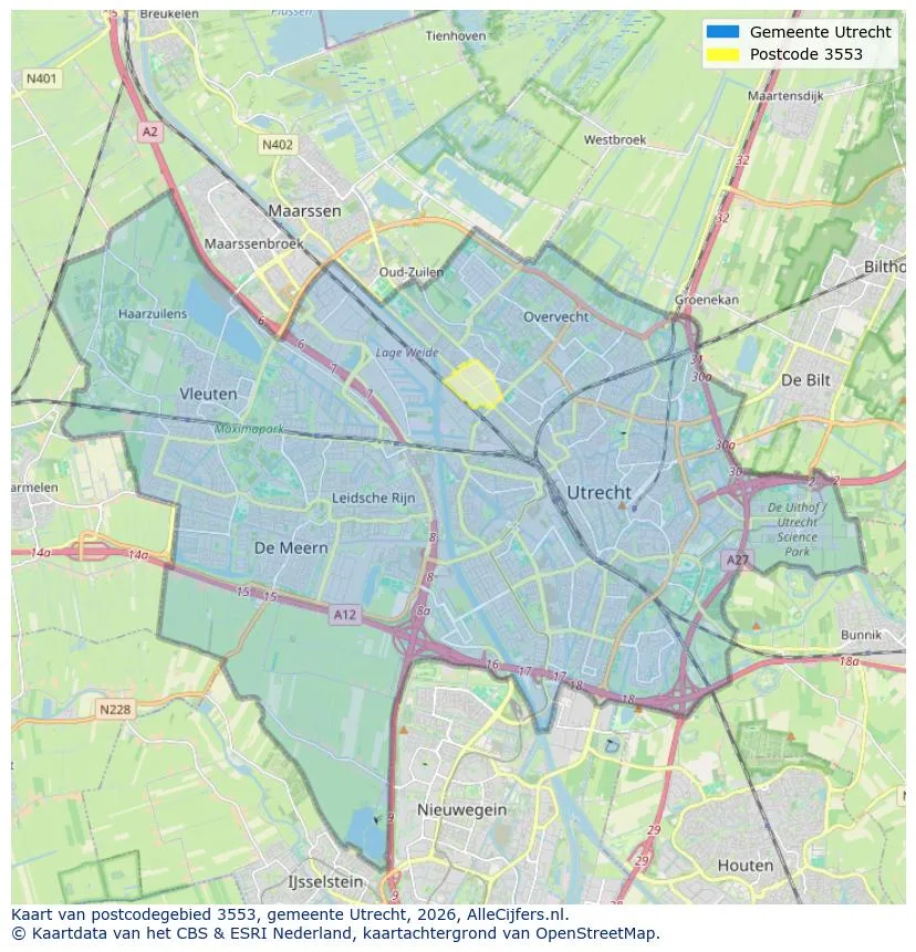 Postcodekaart voor 3553