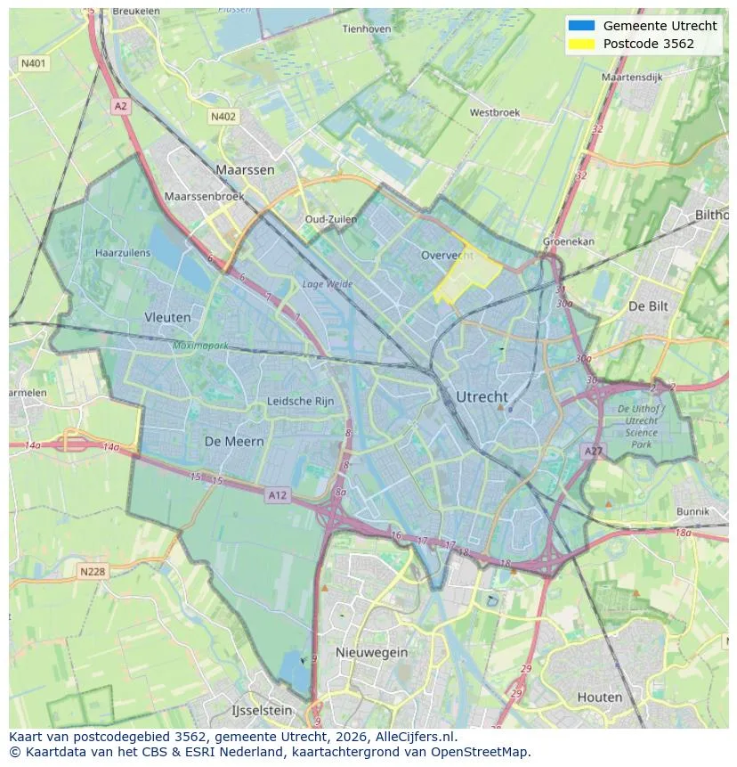 Postcodekaart voor 3562