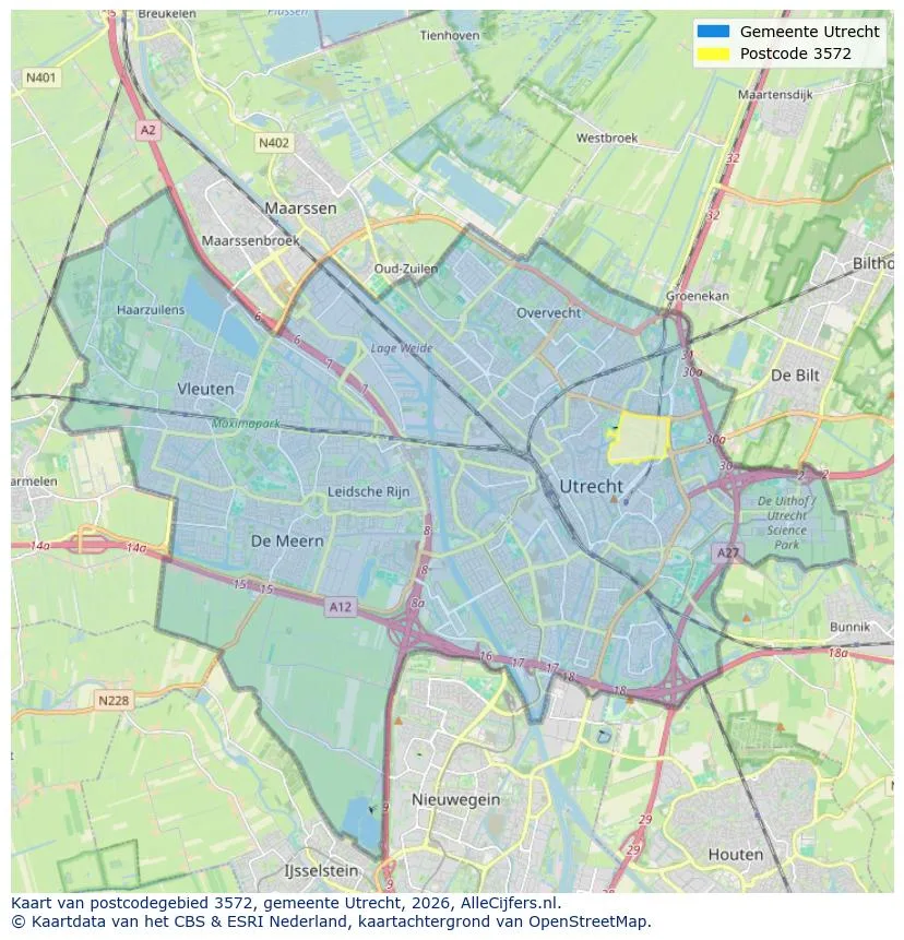 Postcodekaart voor 3572