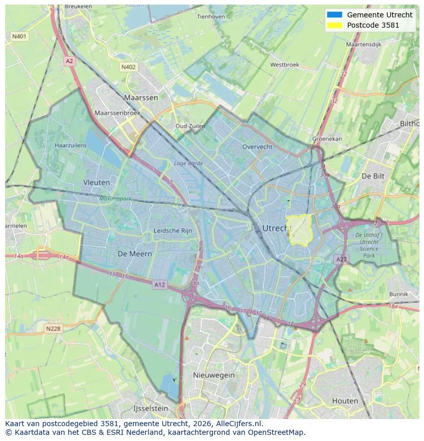 Postcodekaart voor 3581
