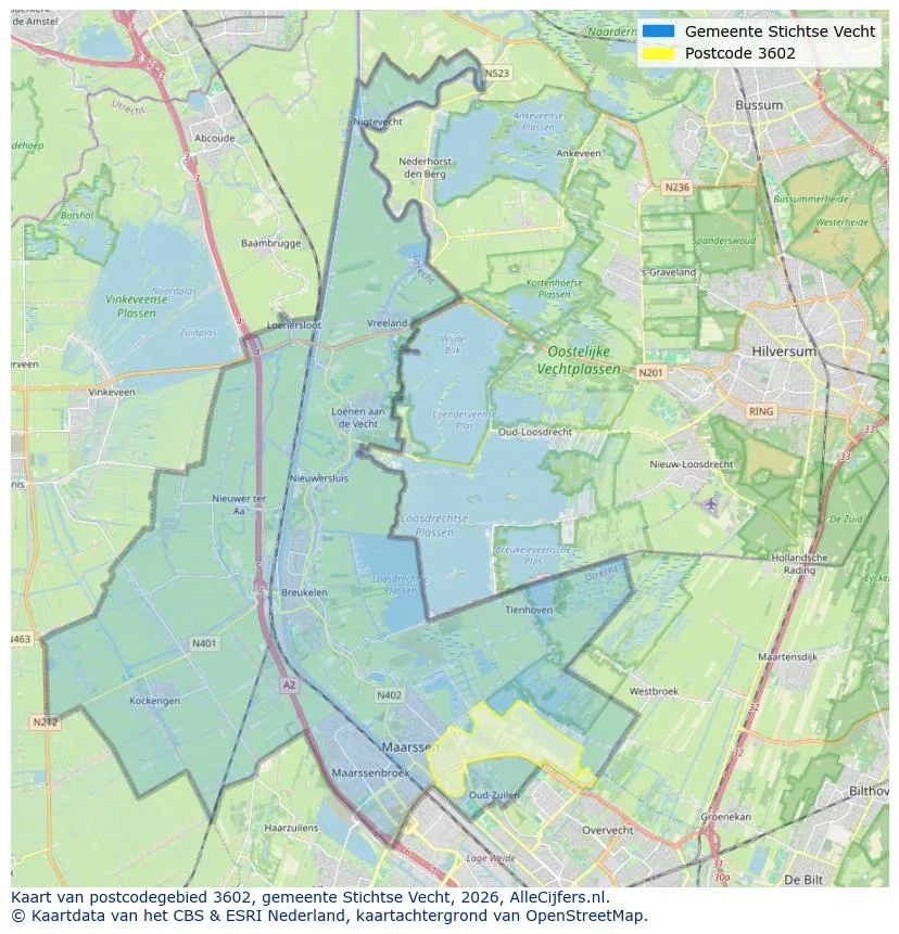 Postcodekaart voor 3602