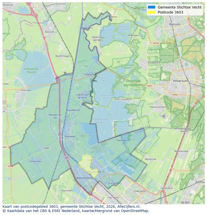 Postcodekaart voor 3603