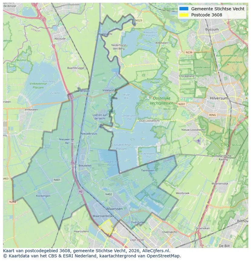 Postcodekaart voor 3608