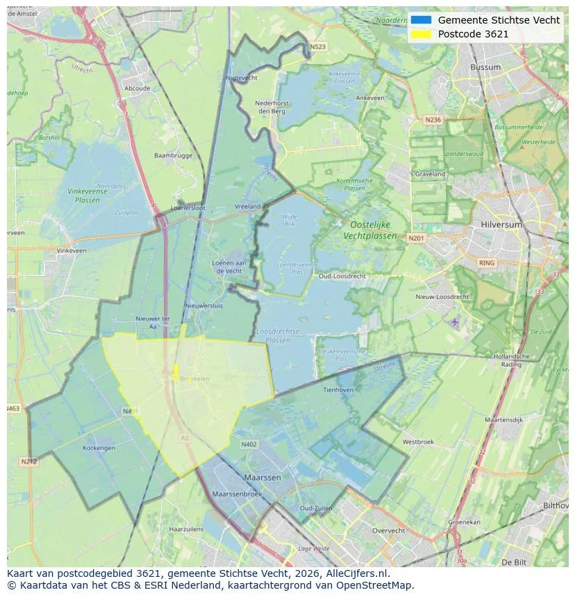 Postcodekaart voor 3621
