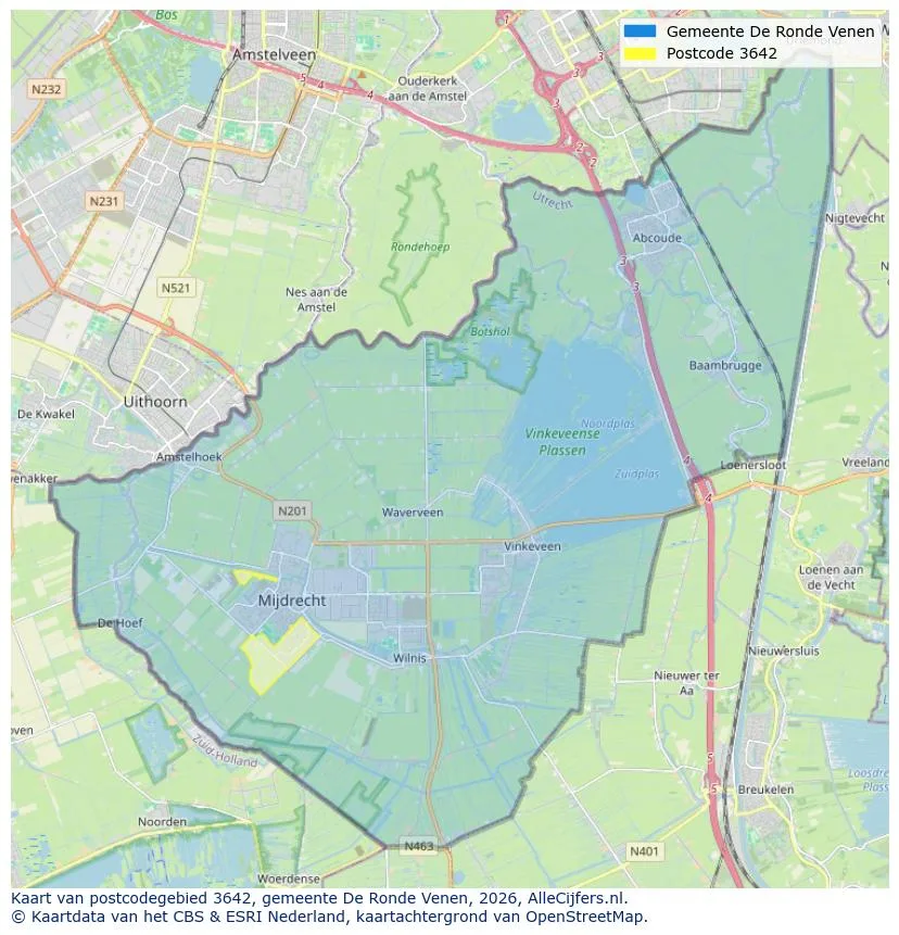 Postcodekaart voor 3642