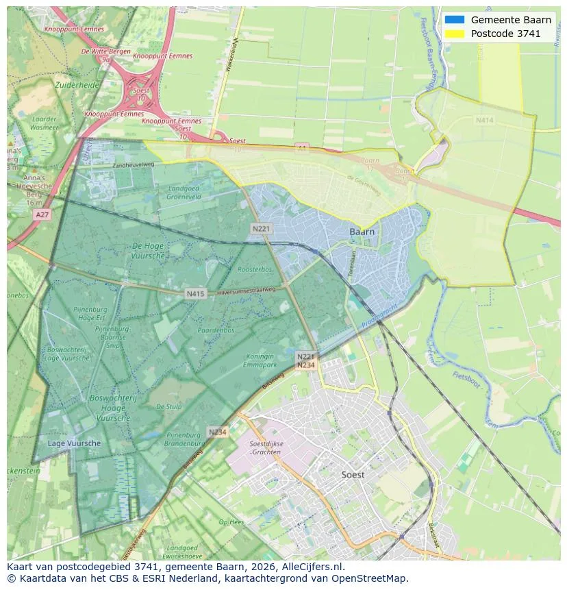Postcodekaart voor 3741
