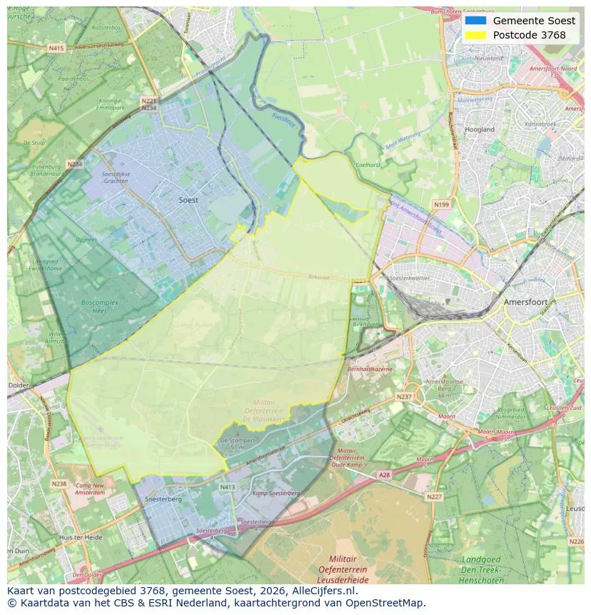 Postcodekaart voor 3768