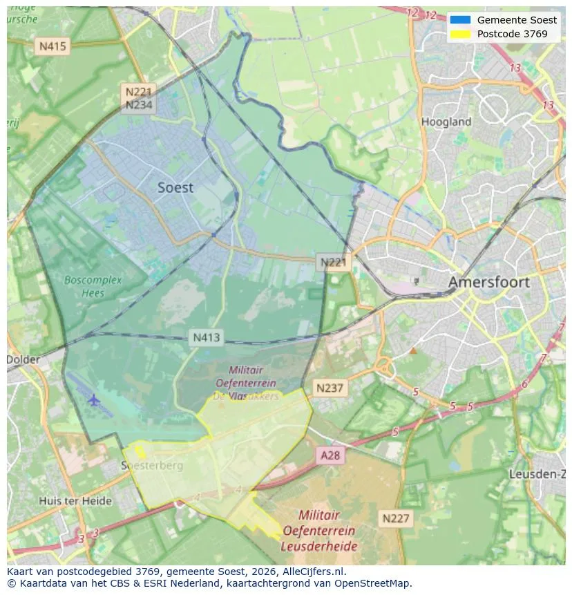 Postcodekaart voor 3769