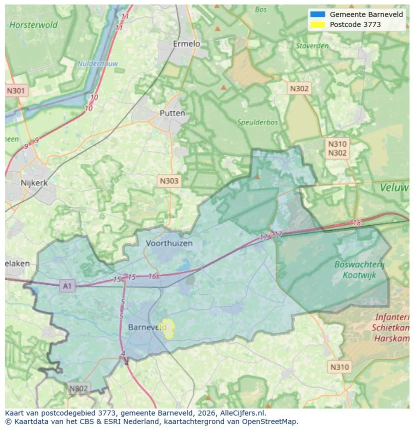 Postcodekaart voor 3773