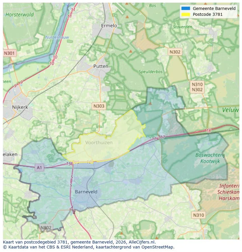 Postcodekaart voor 3781