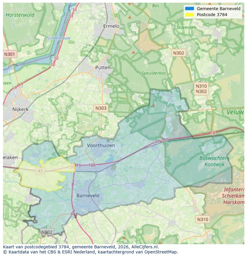Postcodekaart voor 3784