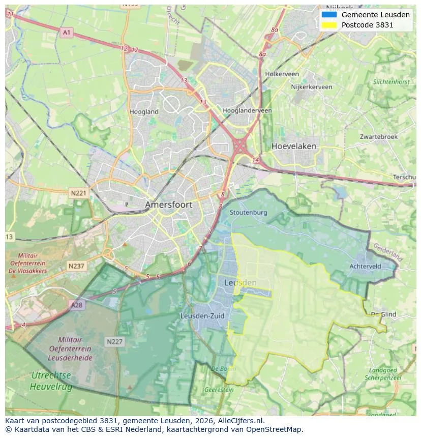 Mapa de códigos postales para 3831