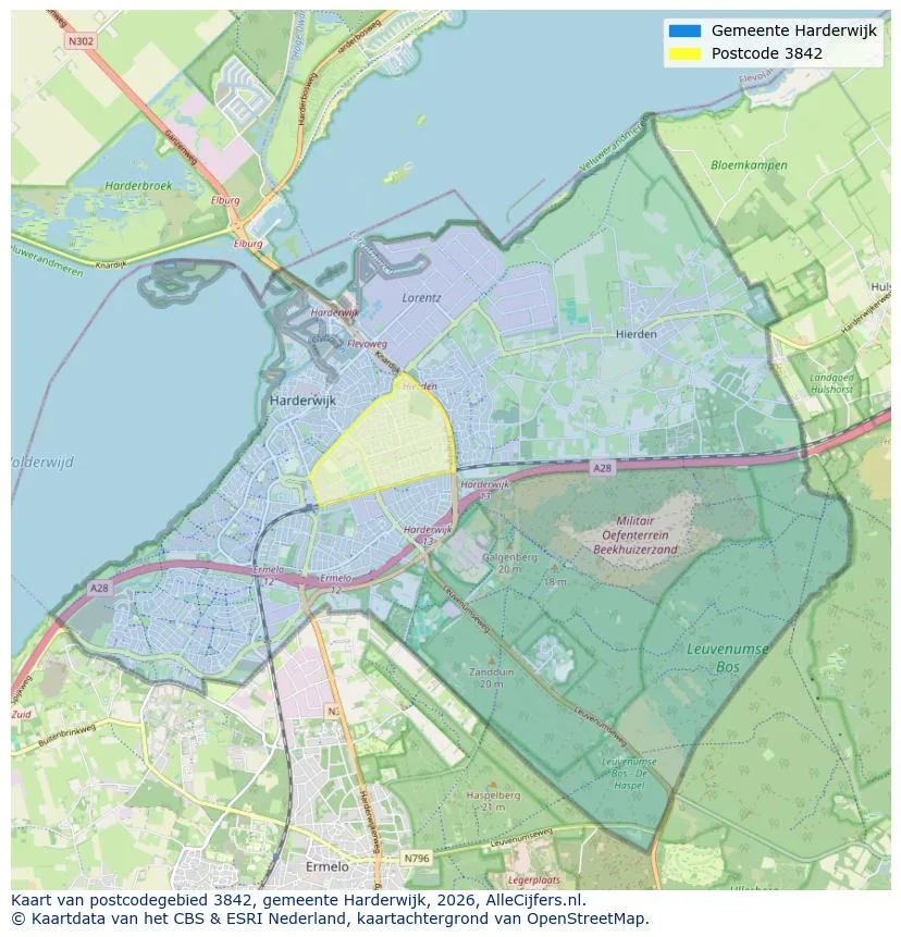 Postcodekaart voor 3842