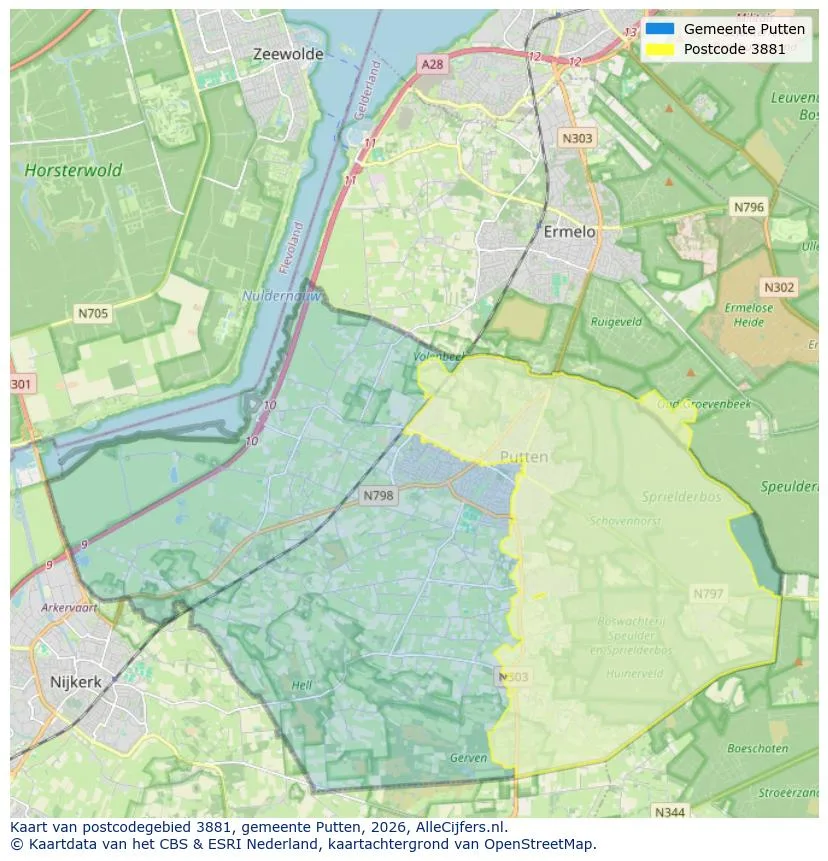 Mapa de códigos postales para 3881