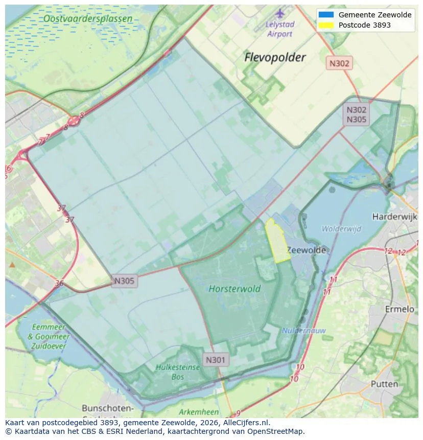 Postcodekaart voor 3893