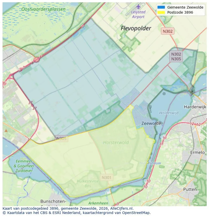 Postcodekaart voor 3896