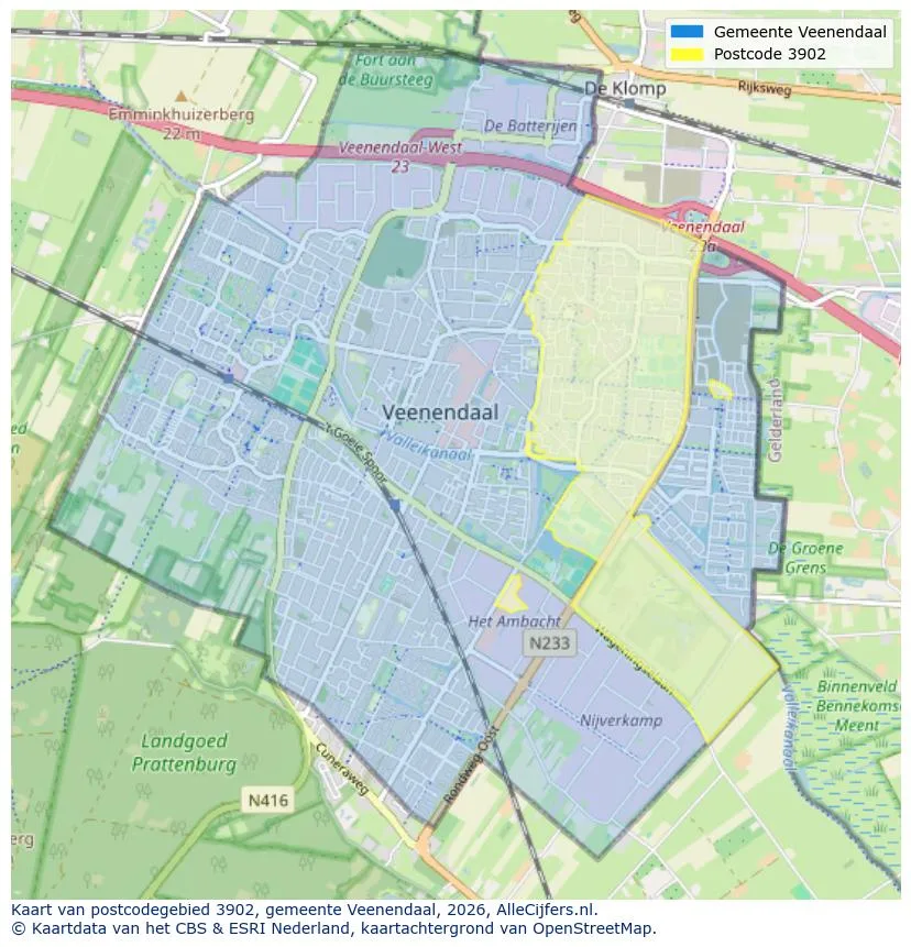 Postcodekaart voor 3902