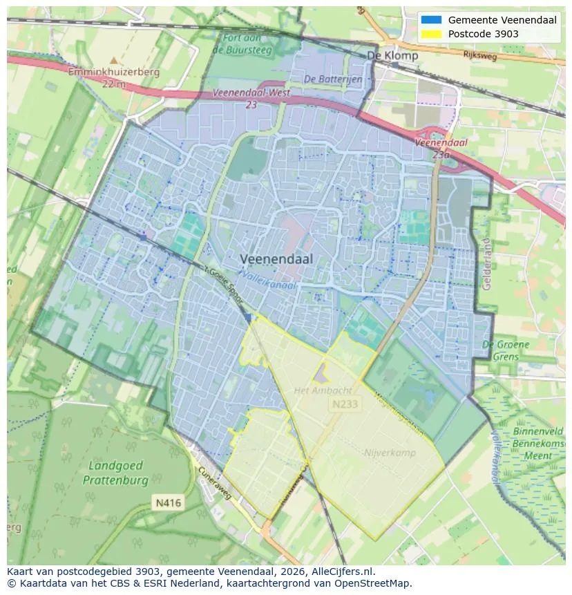 Postcodekaart voor 3903