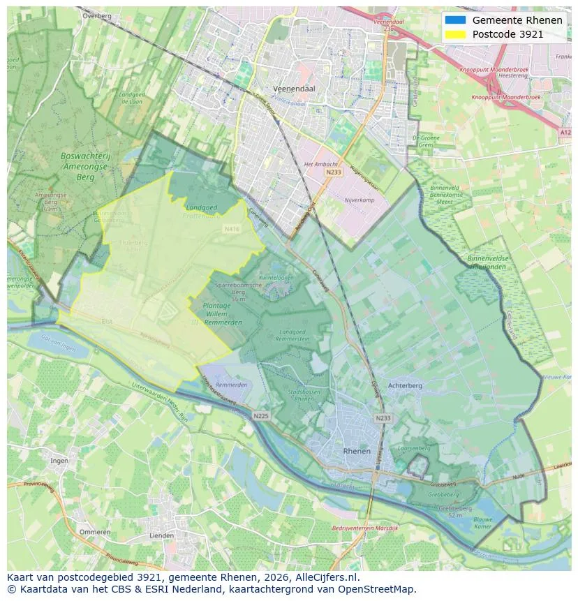 Postcodekaart voor 3921