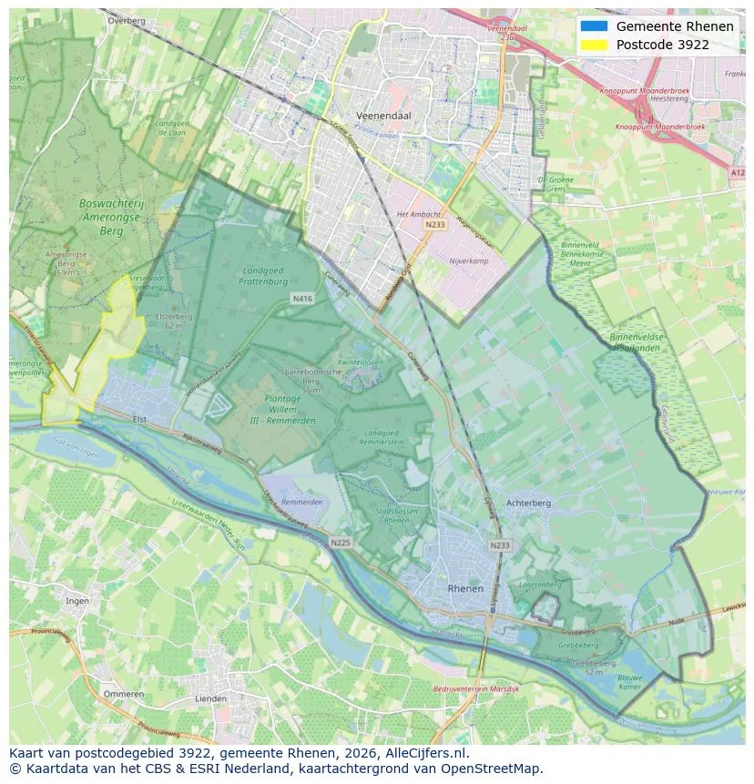 Postcodekaart voor 3922